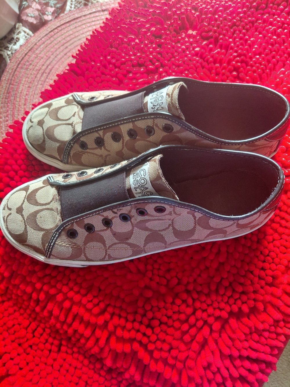 Coach Women's Slip-On Signature Canvas Sneakers in Tan